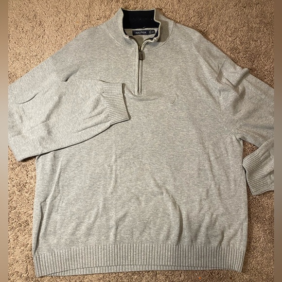 Nautica 1/4 Zip Dress Pullover Turtleneck Adult Mens Size 2XL XXL Gray Coat - Picture 2 of 9